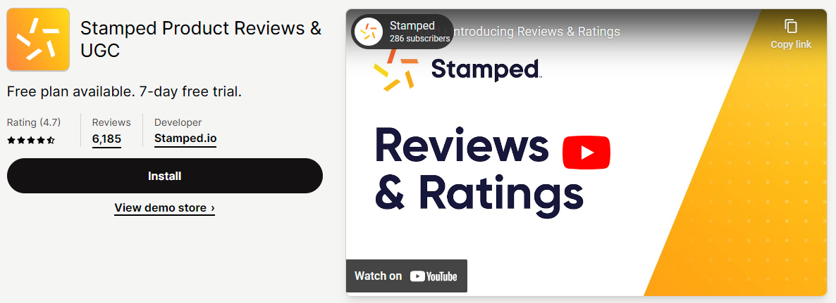 Stamped product reviews